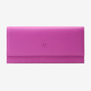 Tusk Lille leather clutch wallet, front view – MAGENTA