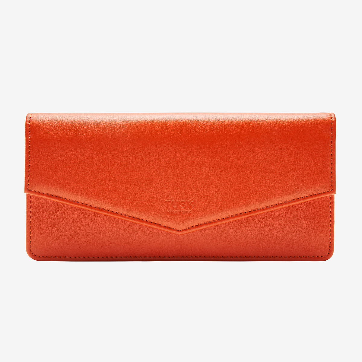 tusk 434 leather clutch wallet orange-front - ORANGE