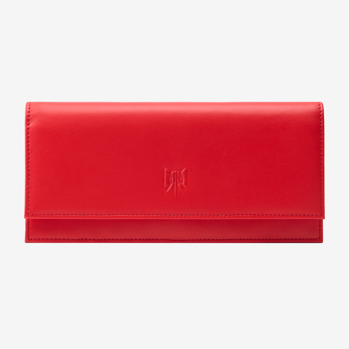 Tusk Lille leather clutch wallet, front view – RED
