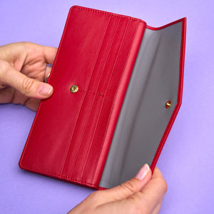 tusk 434 leather clutch wallet red model open 01 - RED