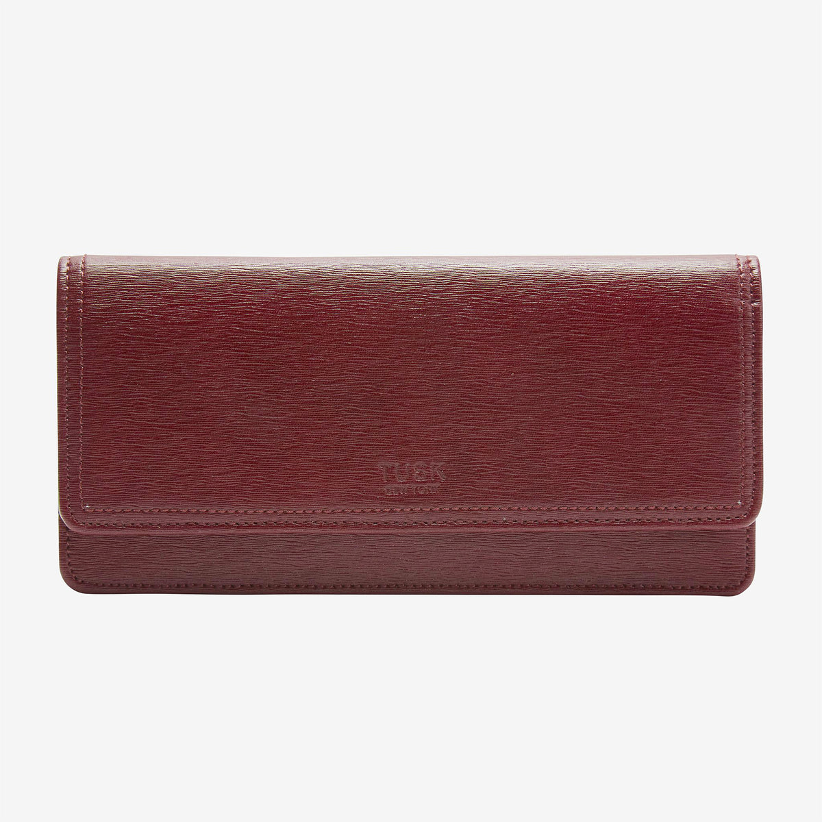 tusk 434 madison saffiano leather clutch wallet water oxblood front - OXBLOOD