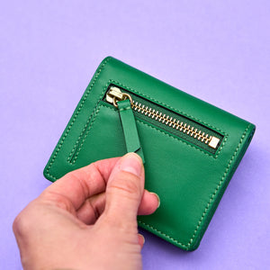 tusk 435 joy leather gusseted french wallet emerald model 02 - EMERALD