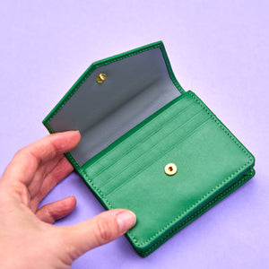 tusk 435 joy leather gusseted french wallet emerald model open 03 - EMERALD