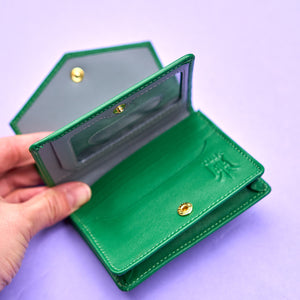 tusk 435 joy leather gusseted french wallet emerald model open 04 - EMERALD