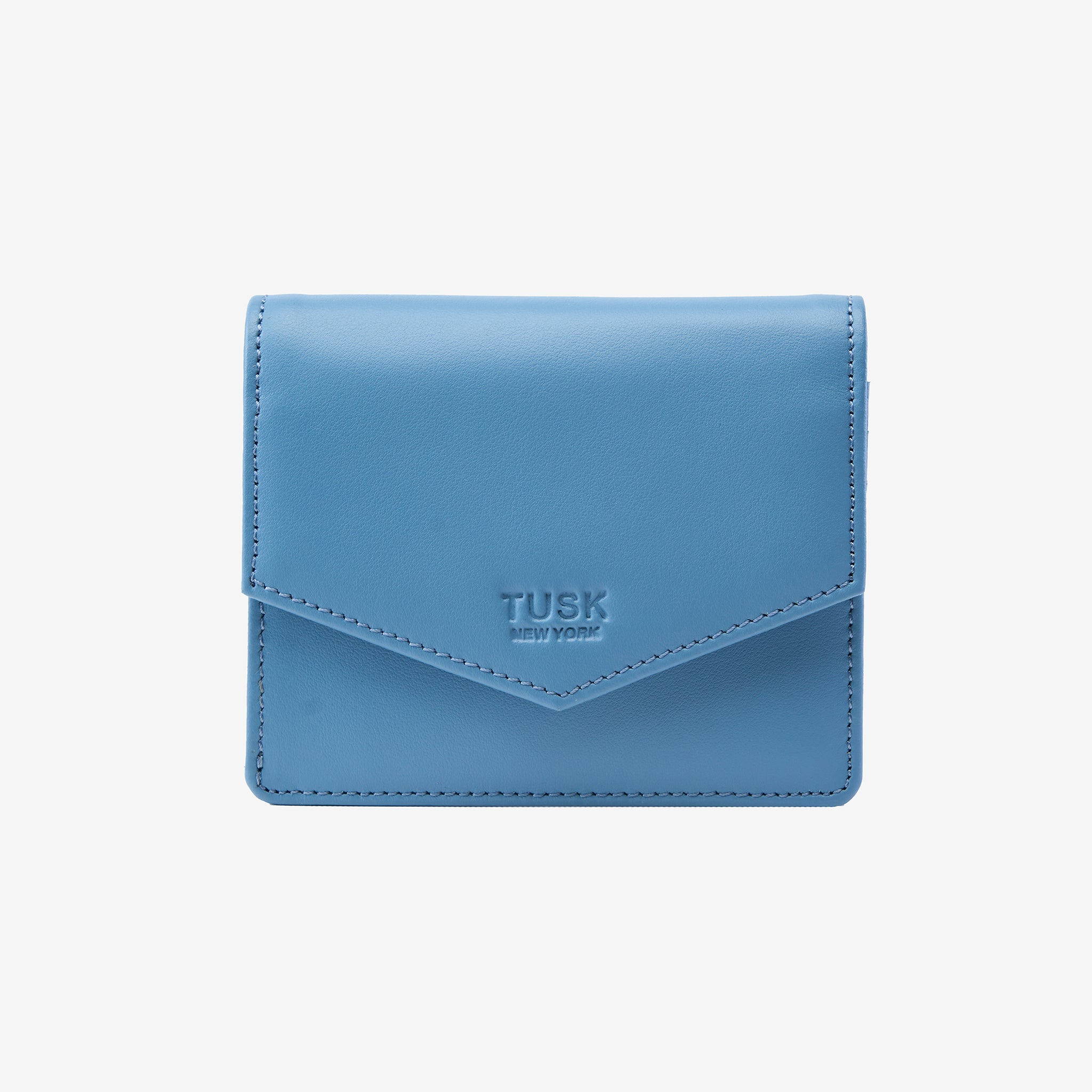 tusk 435 joy leather gusseted french wallet french blue front - FRENCH BLUE