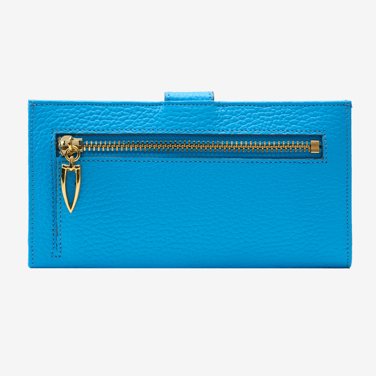 tusk-455-womens-ascot-pebblegrain-leather-slim-clutch-wallet-azure-back - AZURE