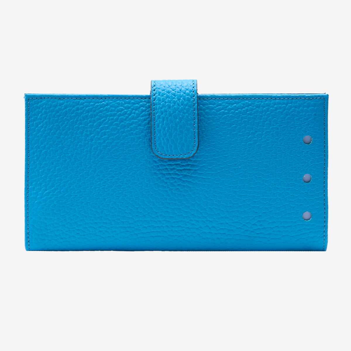 tusk-455-womens-ascot-pebblegrain-leather-slim-clutch-wallet-azure-front - AZURE