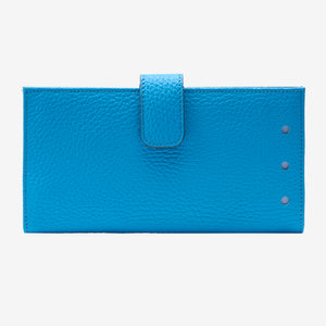 tusk-455-womens-ascot-pebblegrain-leather-slim-clutch-wallet-azure-front - AZURE