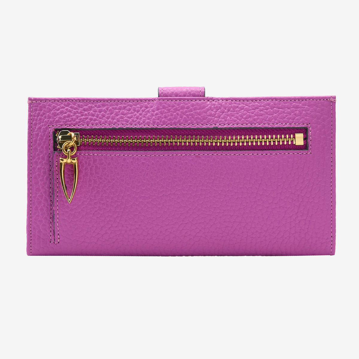 tusk-455-womens-ascot-pebblegrain-leather-slim-clutch-wallet-magenta-back - MAGENTA