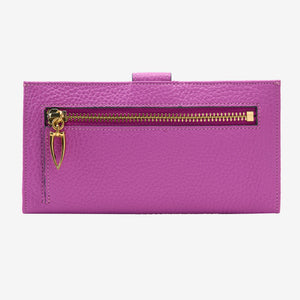 tusk-455-womens-ascot-pebblegrain-leather-slim-clutch-wallet-magenta-back - MAGENTA