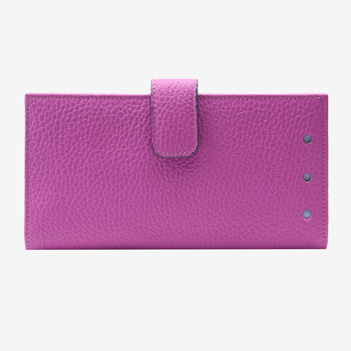 tusk-455-womens-ascot-pebblegrain-leather-slim-clutch-wallet-magenta-front - MAGENTA