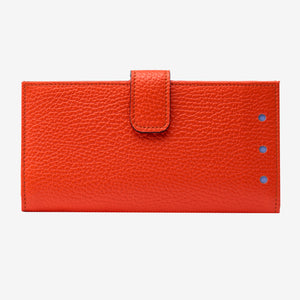 tusk-455-womens-ascot-pebblegrain-leather-slim-clutch-wallet-orange-front - ORANGE