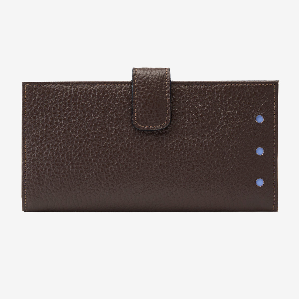 tusk-455-womens-ascot-pebblegrain-slim-leather-wallet-espresso-front - ESPRESSO