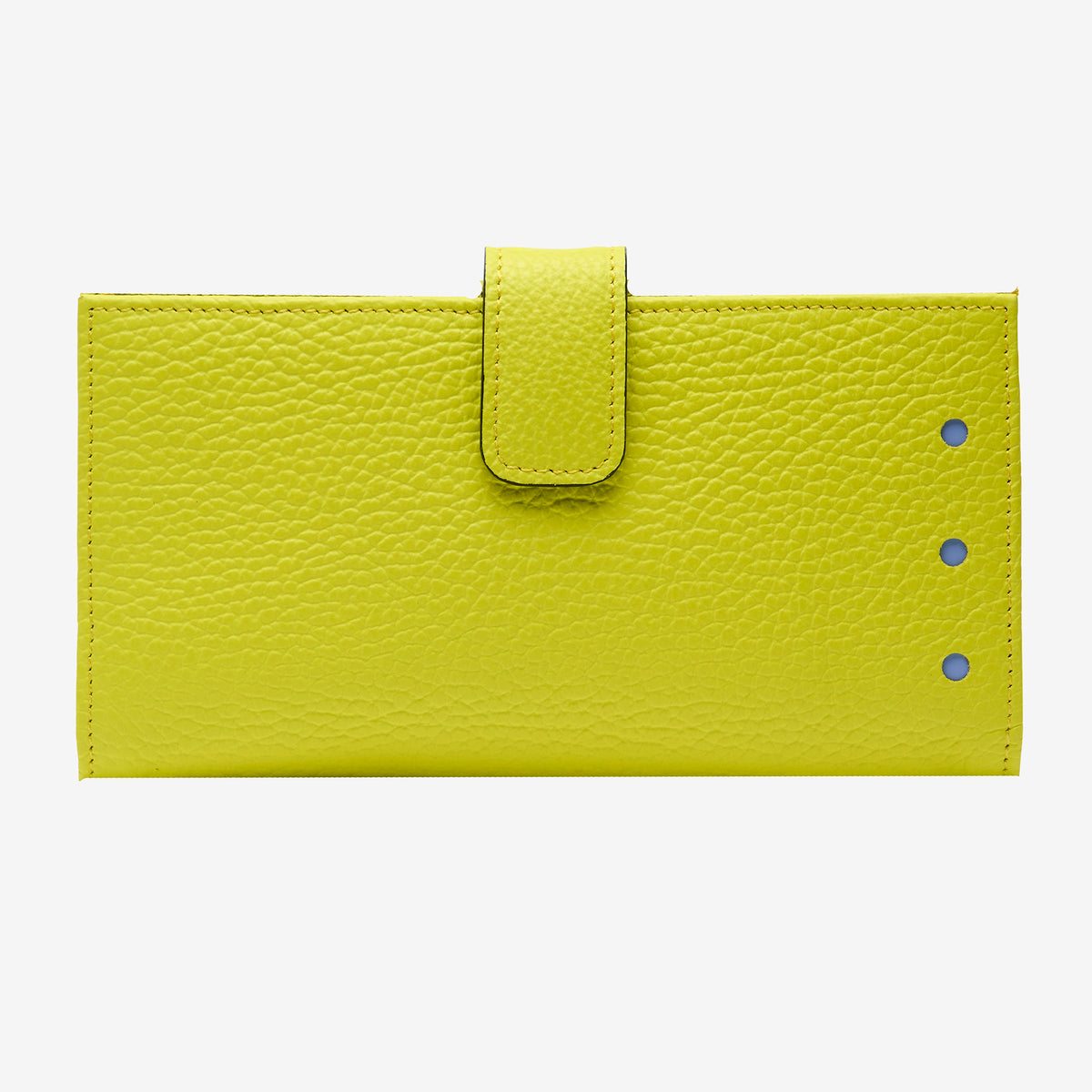 tusk-455-womens-ascot-pebblegrain-slim-leather-wallet-lime-front - LIME