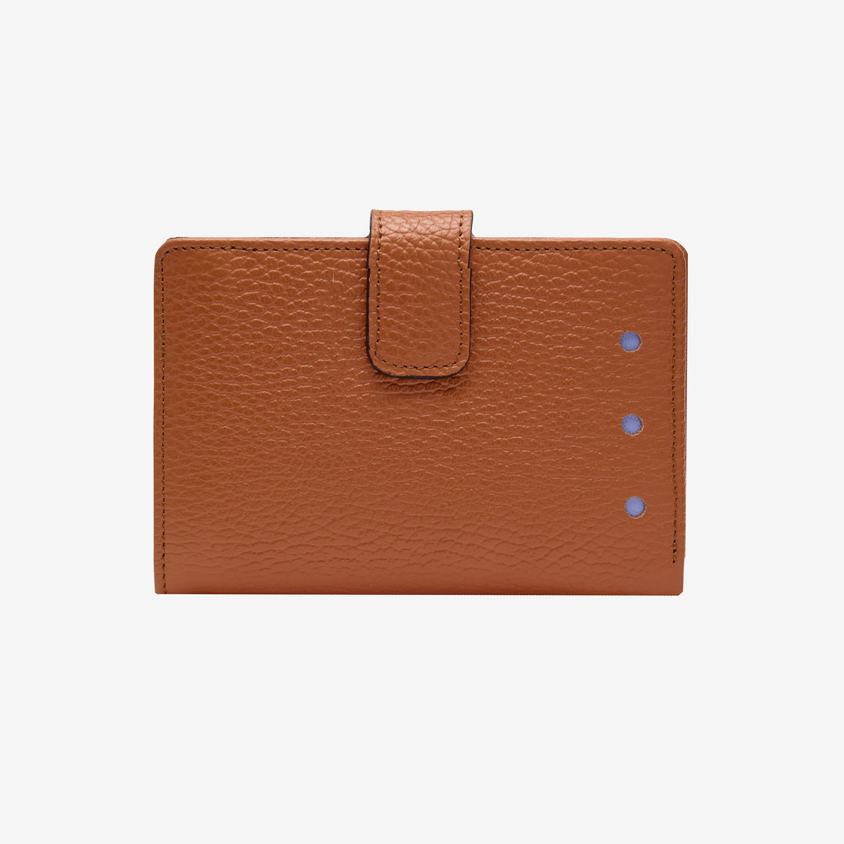 Brown leather wallet with a flap on a light gray background - TOAST