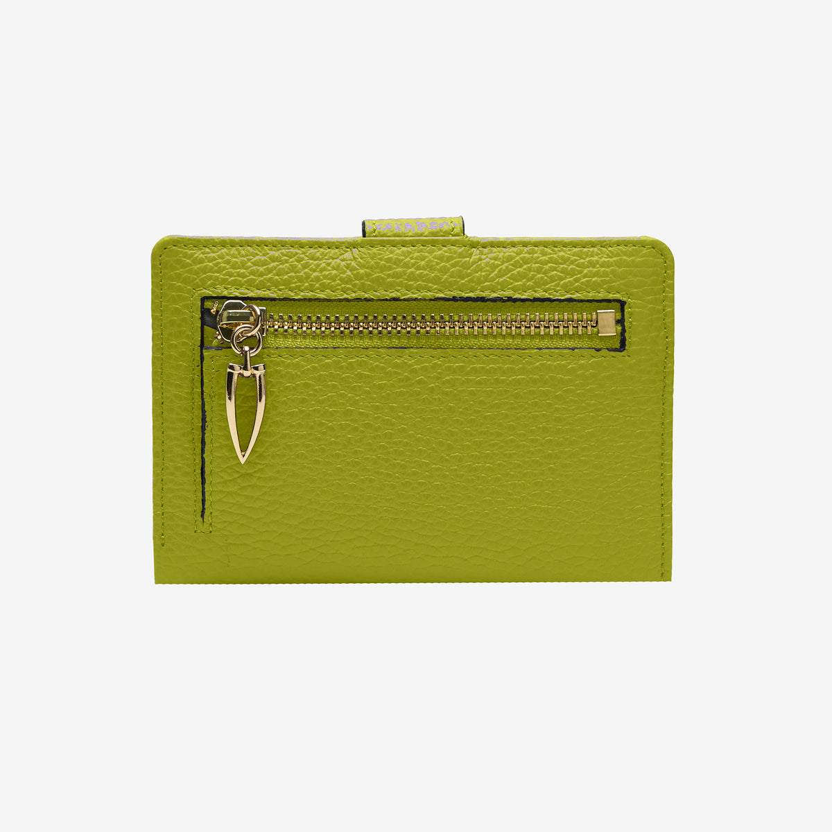 Tusk Ascot 465 Avocado pebble-grain leather slim wallet, back view - AVOCADO
