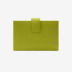 Tusk Ascot 465 Avocado pebble-grain leather slim wallet, front view - AVOCADO
