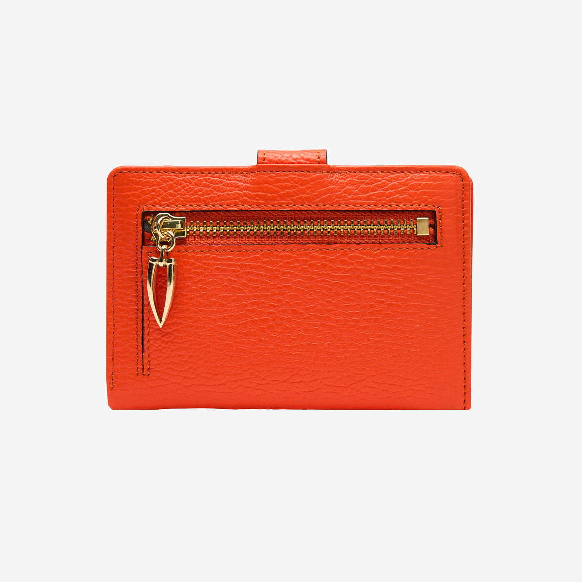 Tusk Ascot 465 Orange pebble-grain leather slim wallet, back view - ORANGE