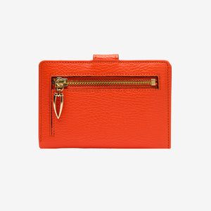 Tusk Ascot 465 Orange pebble-grain leather slim wallet, back view - ORANGE