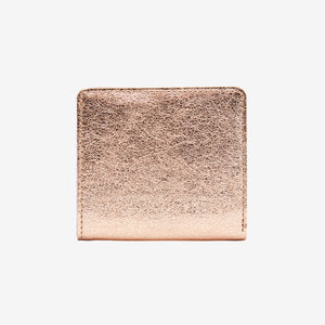 tusk 486 metallic leather snap evening wallet rose gold front  - ROSE