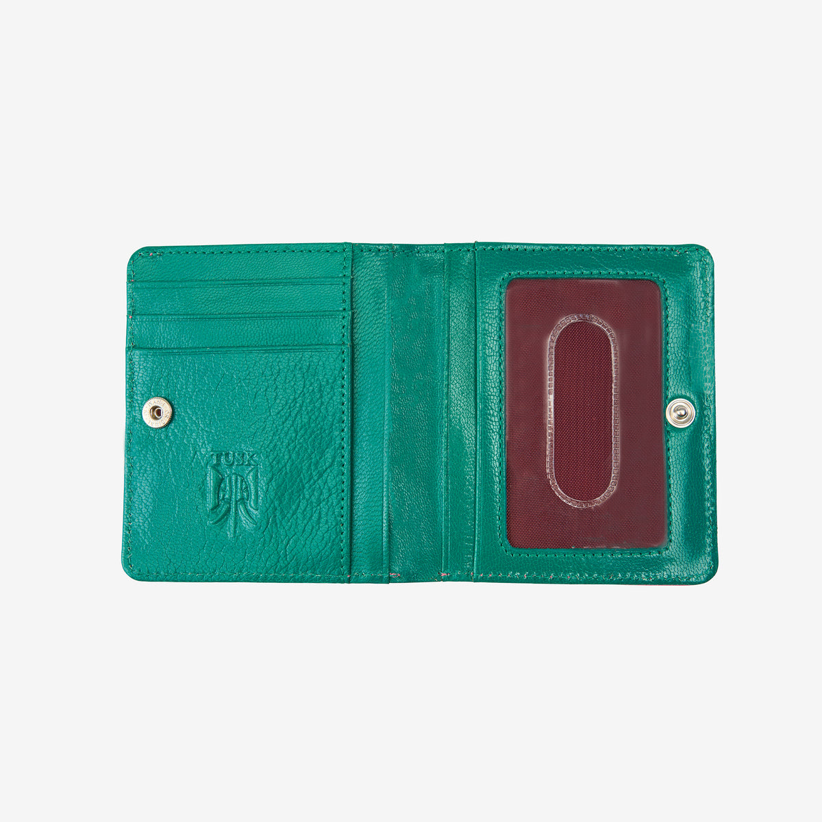 tusk 486 womens siam leather snap evening wallet geranium and teal open - GERANIUM/TEAL