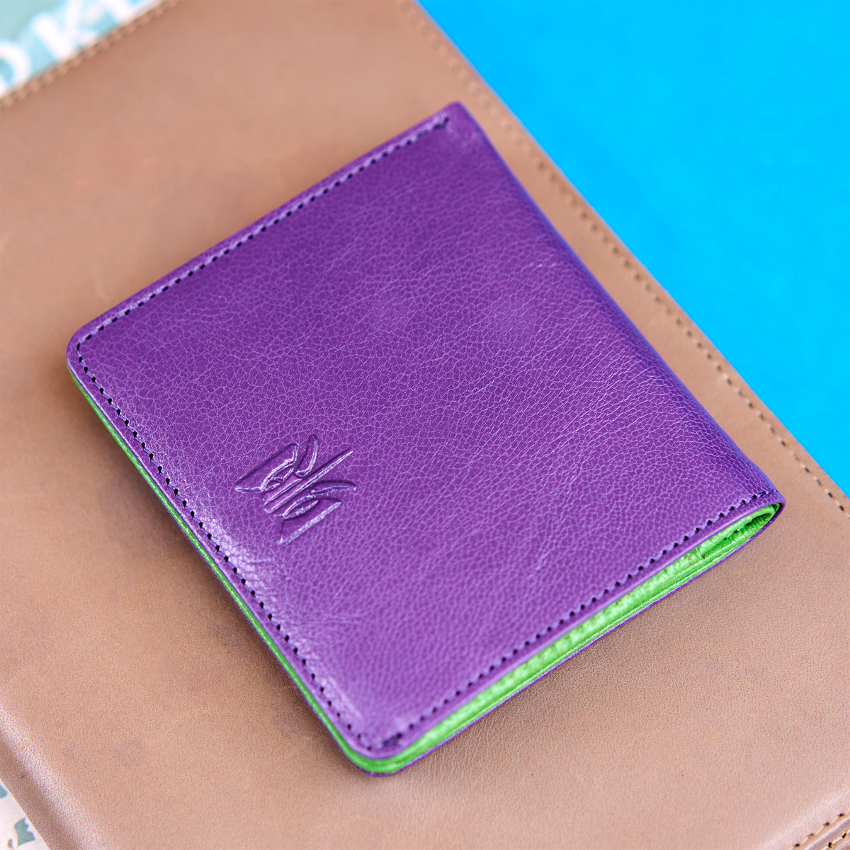 tusk 486 womens siam leather snap evening wallet purple and grass still 01 - PURPLE/GRASS