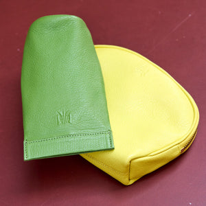 tusk 767 leather clam shape cosmetic case lemon still 01 - LEMON