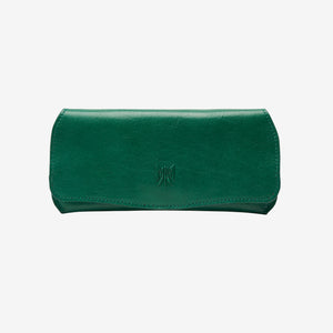 tusk 771 siam leather eyeglass case with magnetic closure emerald and geranium front - EMERALD/GERANIUM