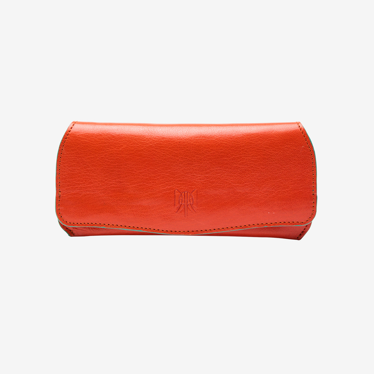 tusk 771 siam leather eyeglass case with magnetic closure orange and sky front - ORANGE/SKY