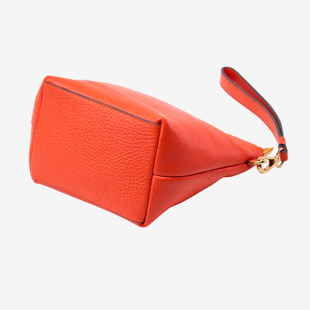 Orange handbag with a gold clasp on a white background - ORANGE
