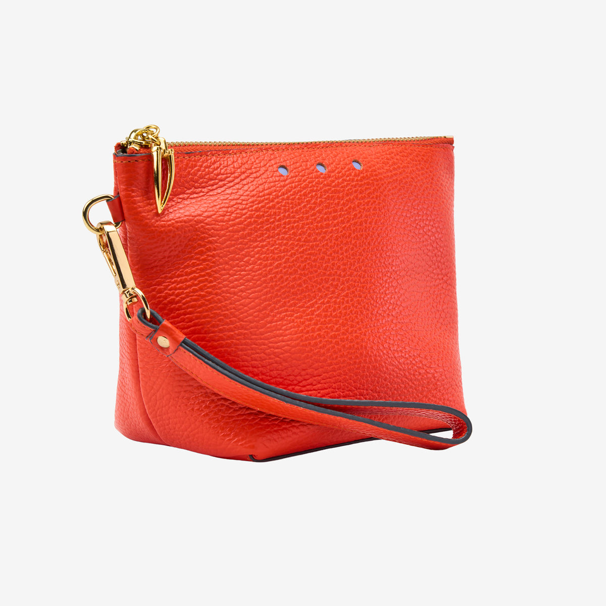 Orange puch with a gold zipper on a white background - ORANGE