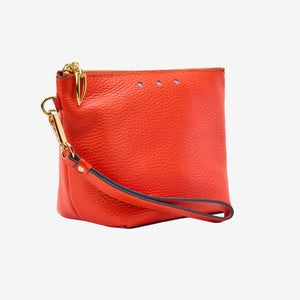 Orange puch with a gold zipper on a white background - ORANGE