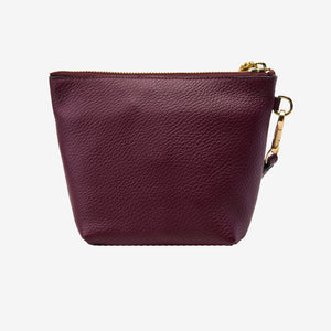 Maroon leather pouch with gold zipper on a white background - OXBLOOD