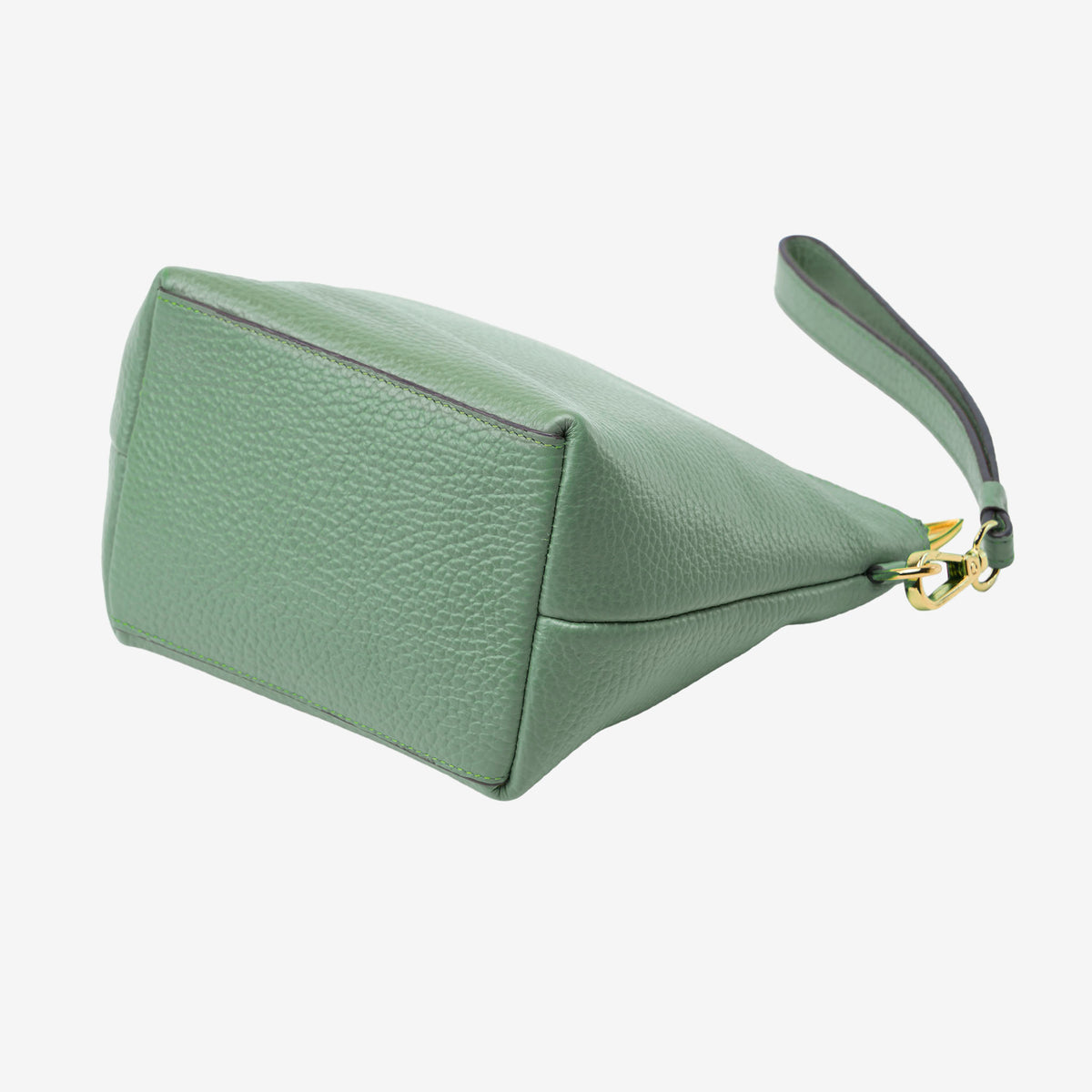 Green pouch with a gold clasp on a white background - SAGE