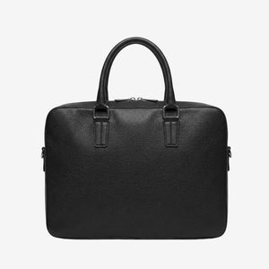 Black leather briefcase on a light gray background - BLACK