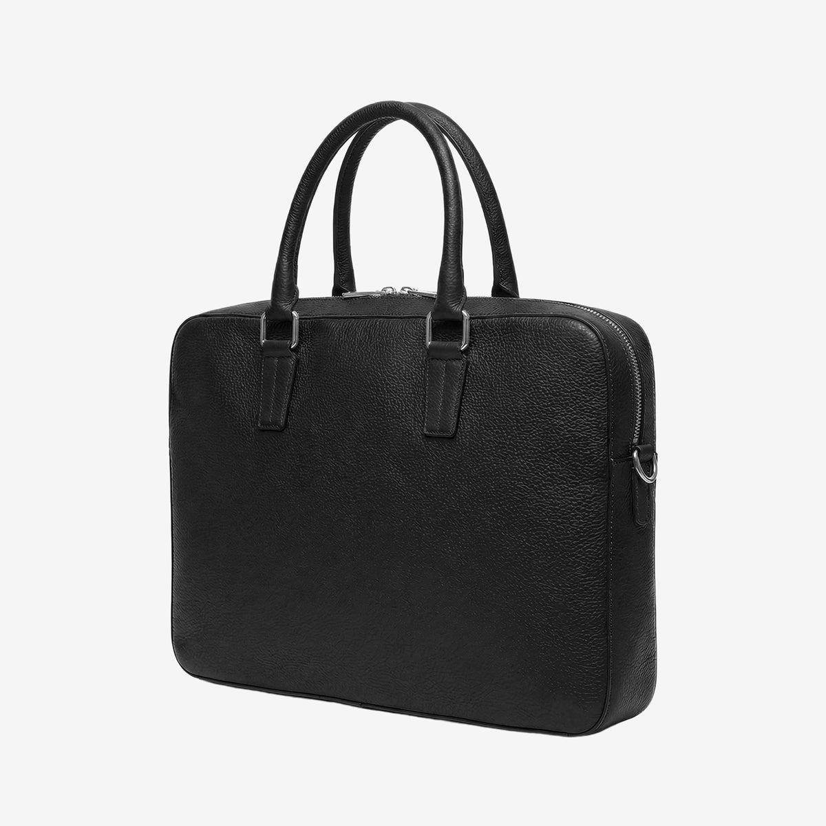 Black leather briefcase on a white background - BLACK