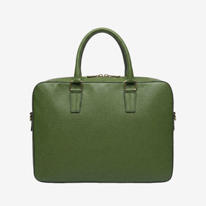 Green leather briefcase on a white background - FOREST