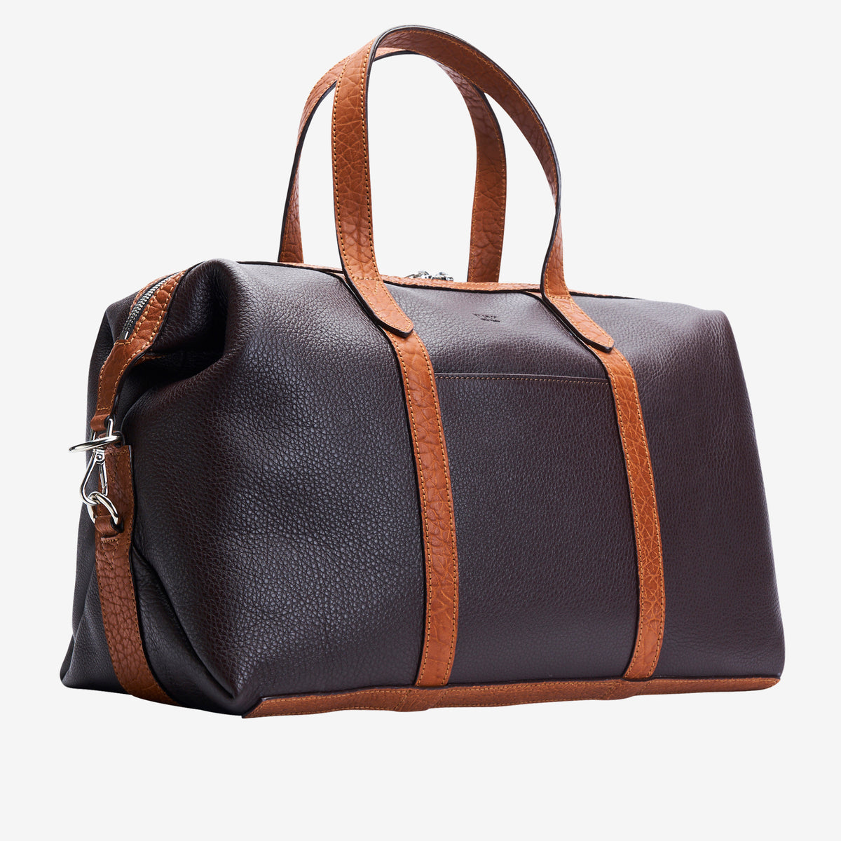 tusk 9920 pebblegrain leather everyday duffel bag chocolate side - DARK CHOCOLATE 