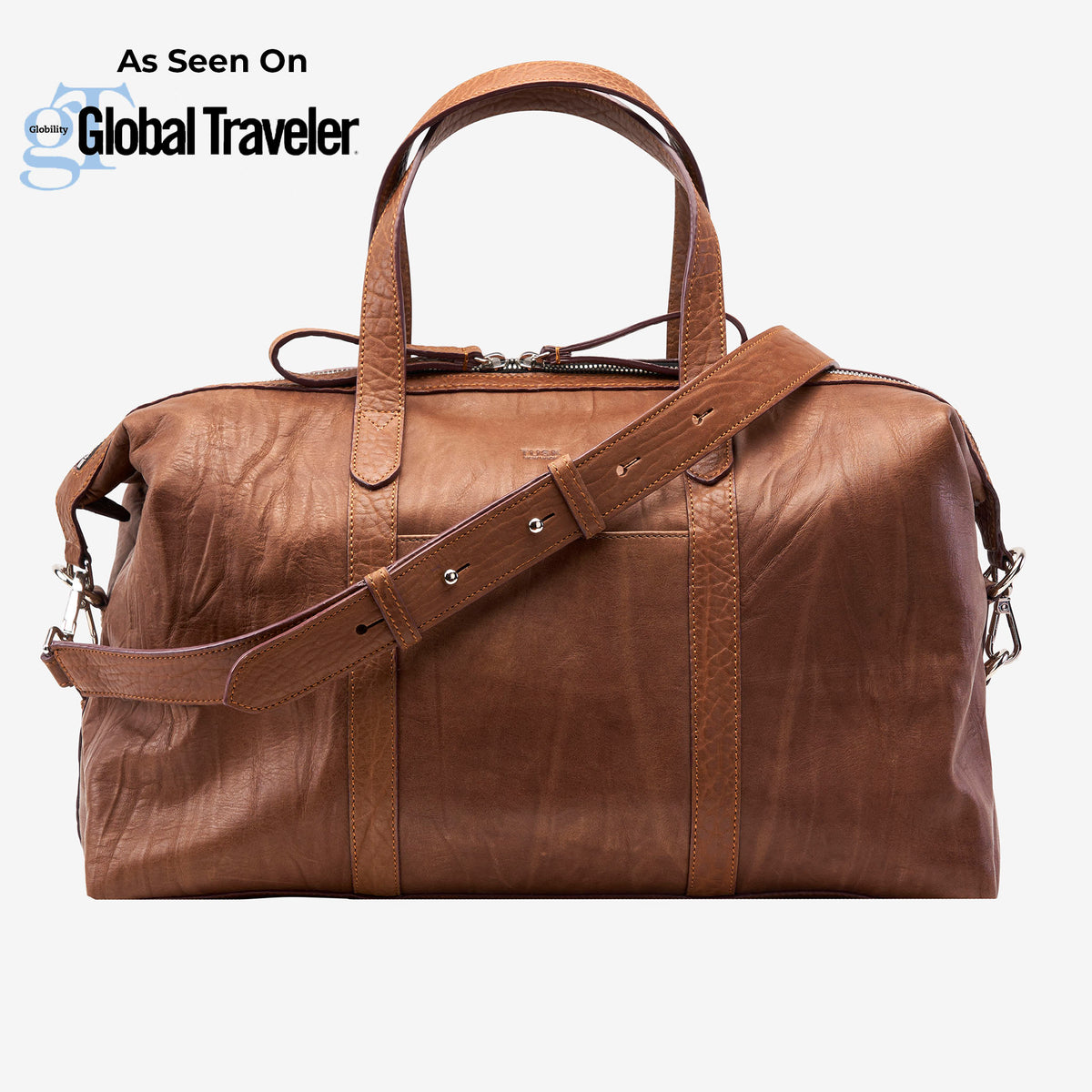 tusk 9920 wave leather everyday duffel bag chocolate front - CHOCOLATE