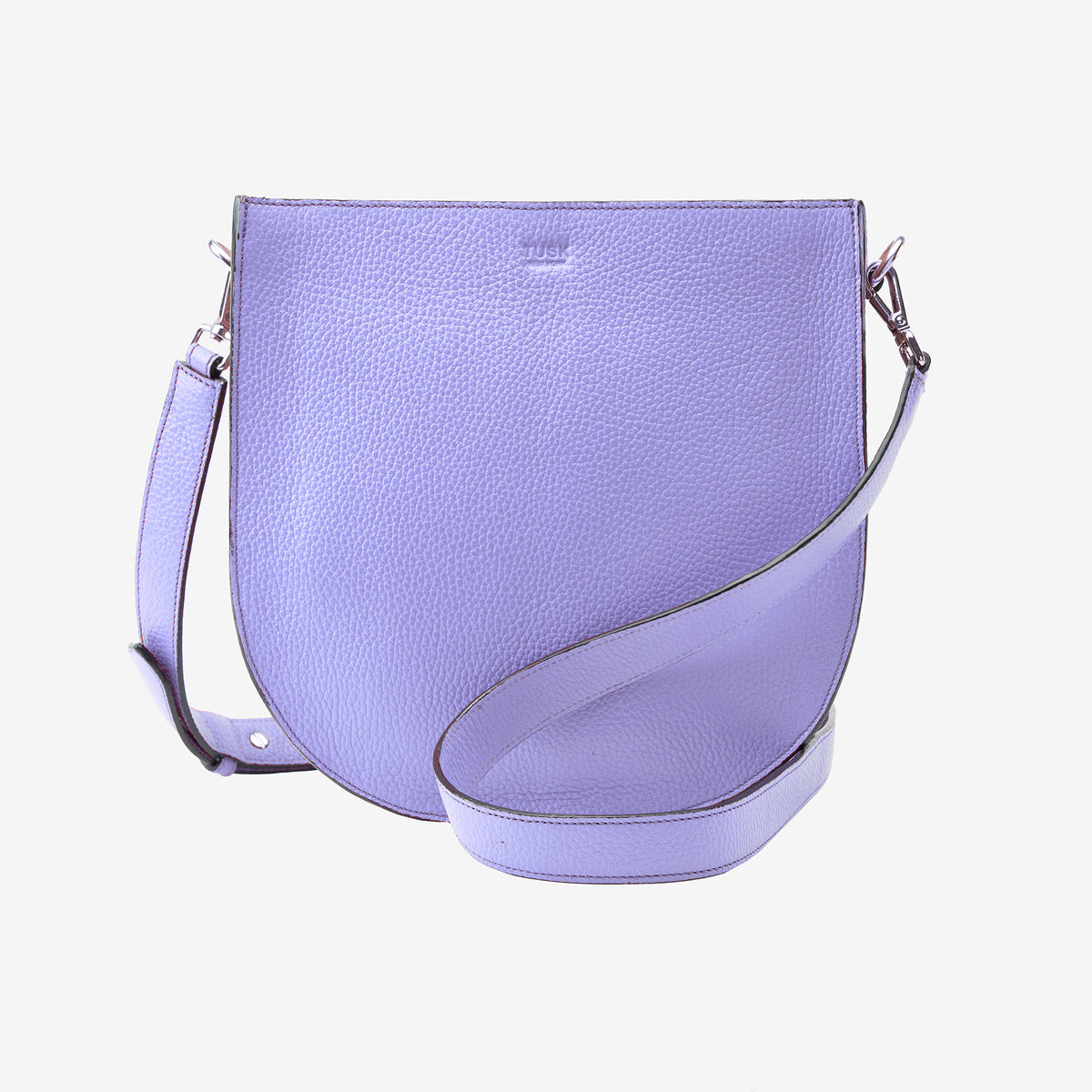 tusk 9924 unisex pebblegrain leather saddlebag lavender front - LAVENDER