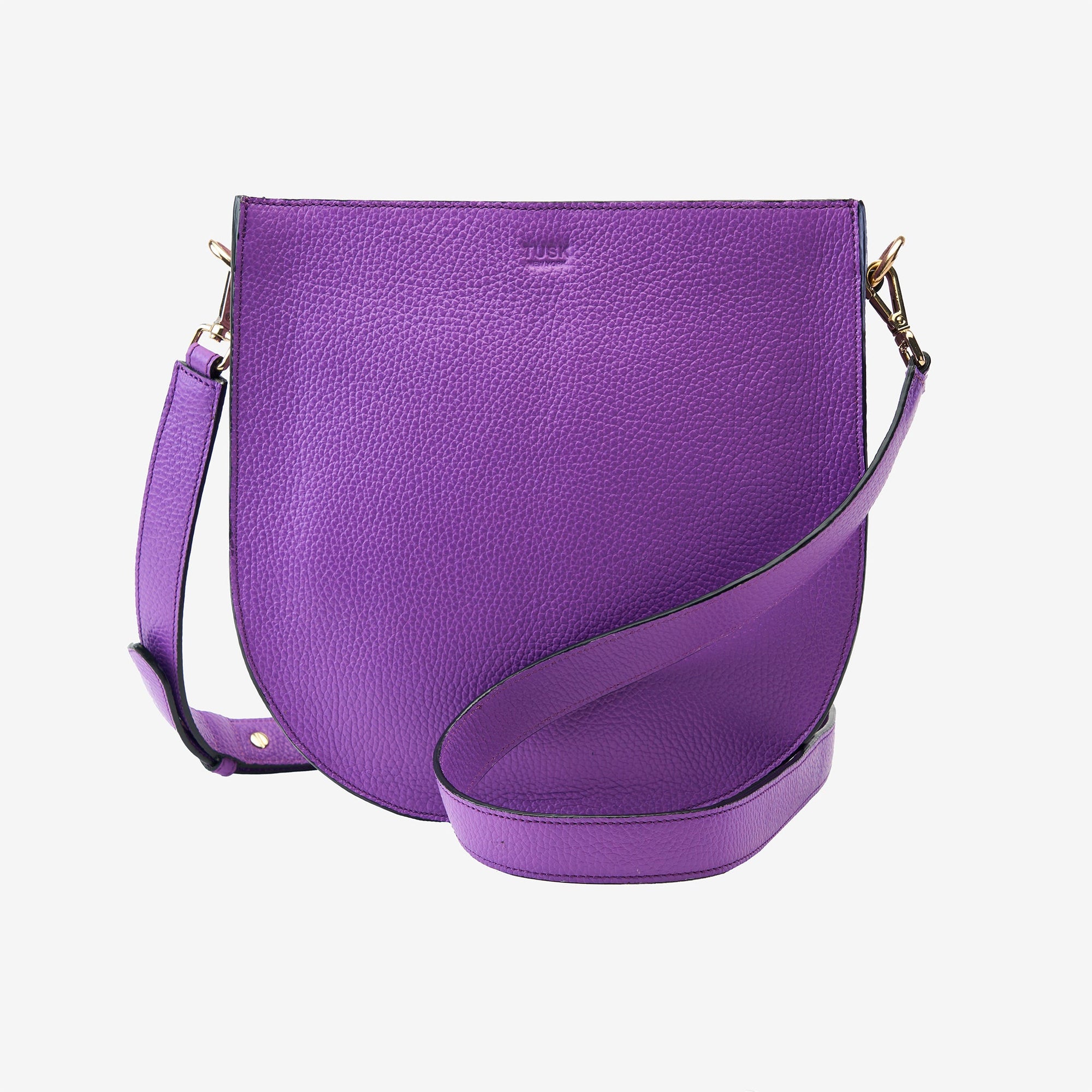 tusk 9924 unisex pebblegrain leather saddlebag purple front - PURPLE