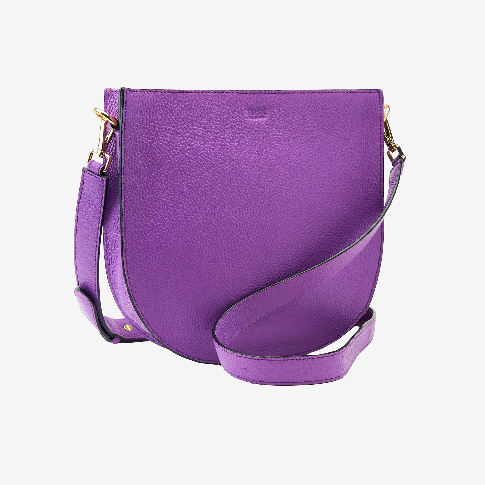 tusk 9924 unisex pebblegrain leather saddlebag purple front - PURPLE