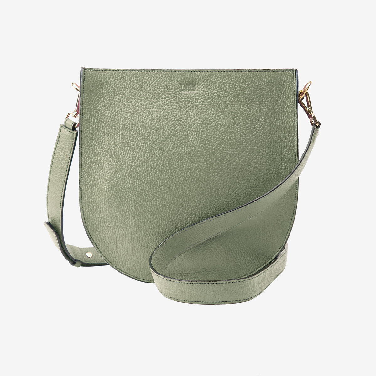 tusk 9924 unisex pebblegrain leather saddlebag sage front - SAGE