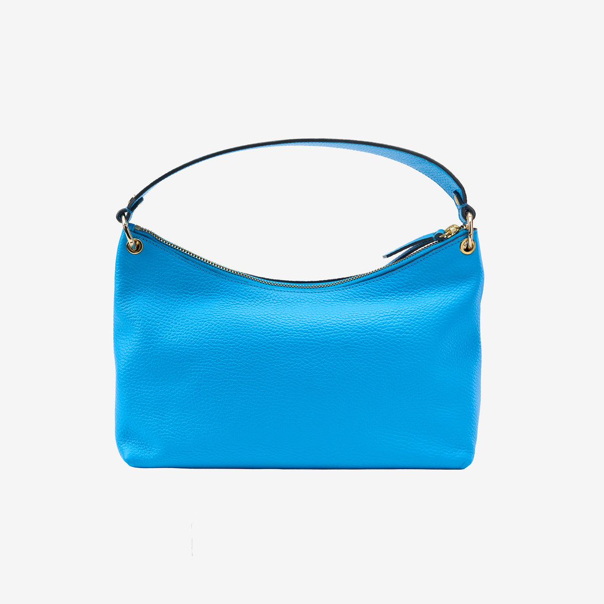 Blue handbag with gold accents on a white background - AZURE