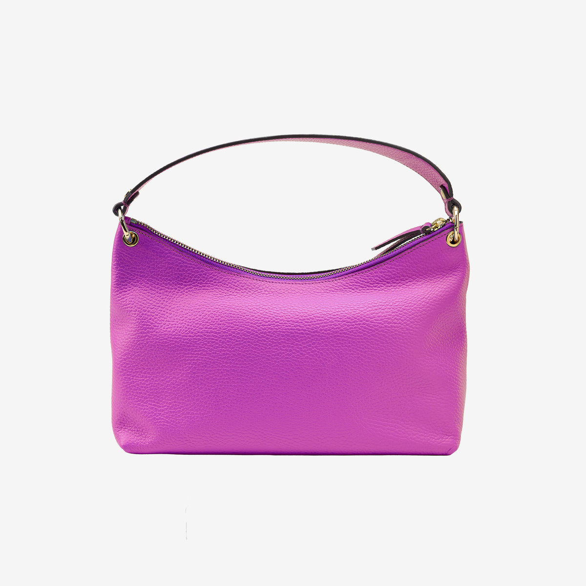 Purple handbag with gold zipper on a white background - MAGENTA