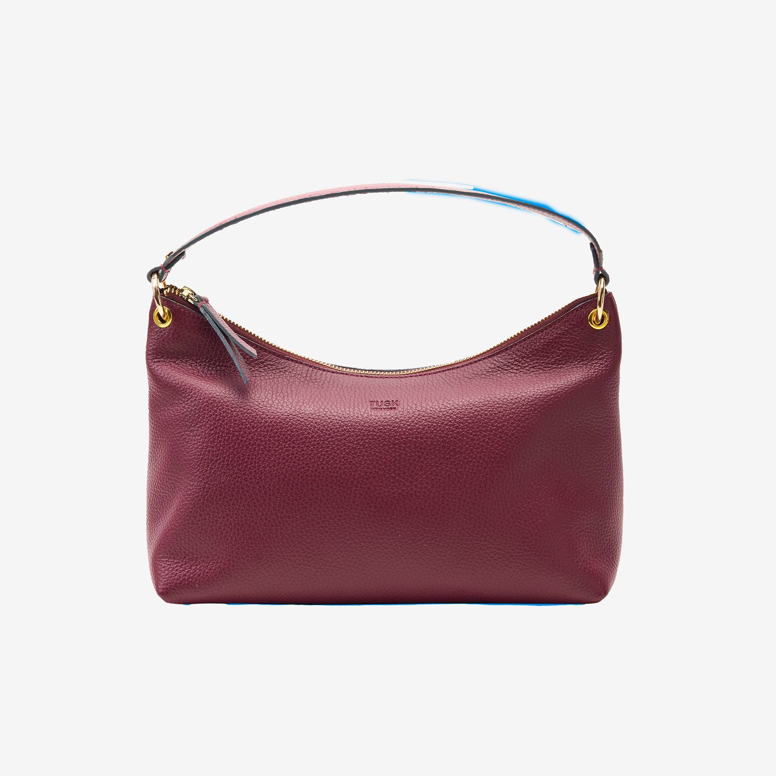 tusk 9937 Italian pebble grain leather hobo oxblood front - OXBLOOD