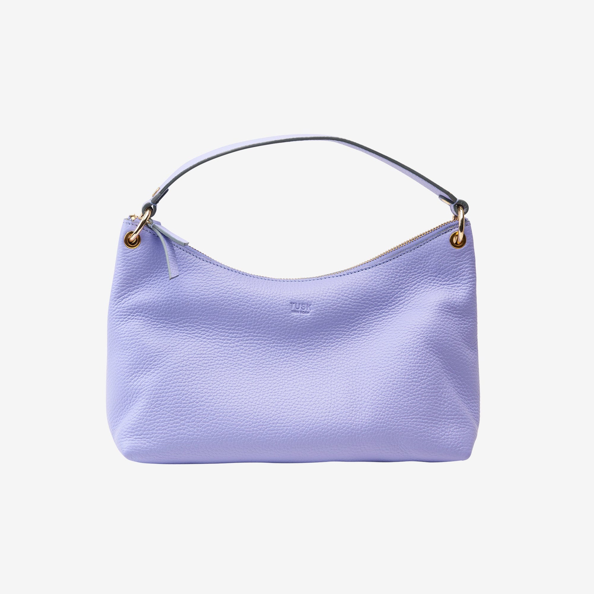 tusk-9937-pebble-grain-leather-hobo-lavender-front - LAVENDER