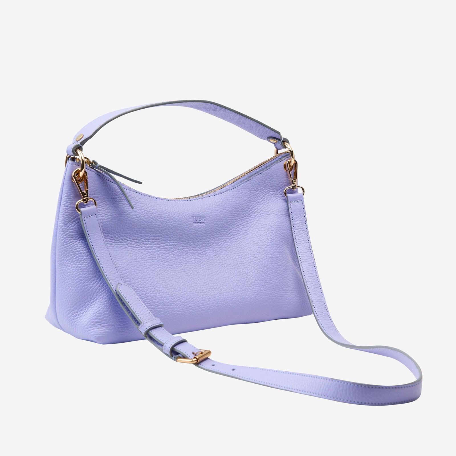 tusk-9937-pebble-grain-leather-hobo-lavender-front - LAVENDER