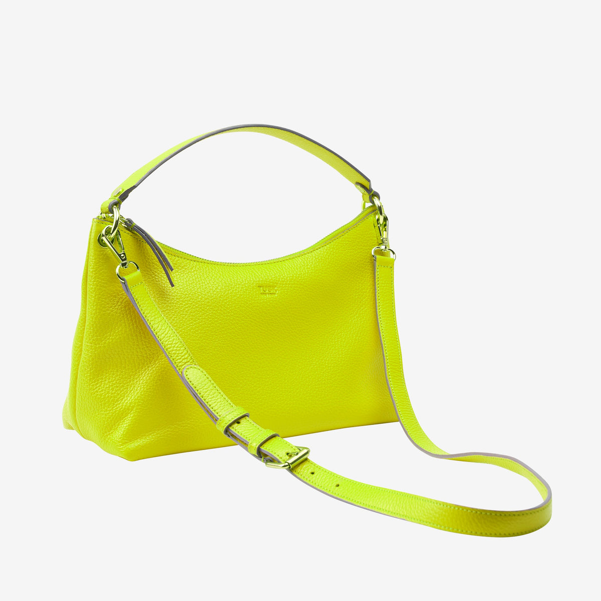 tusk-9937-pebble-grain-leather-hobo-lime-side - LIME