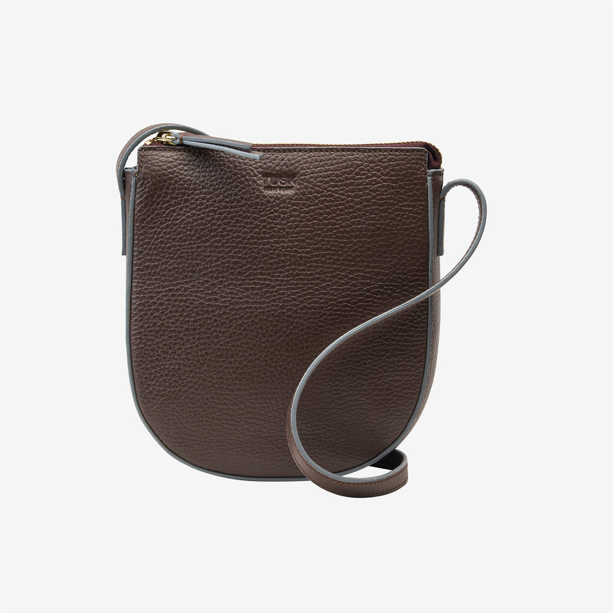 tusk 9938 pebble grain leather small phone cross body bag espresso front - ESPRESSO